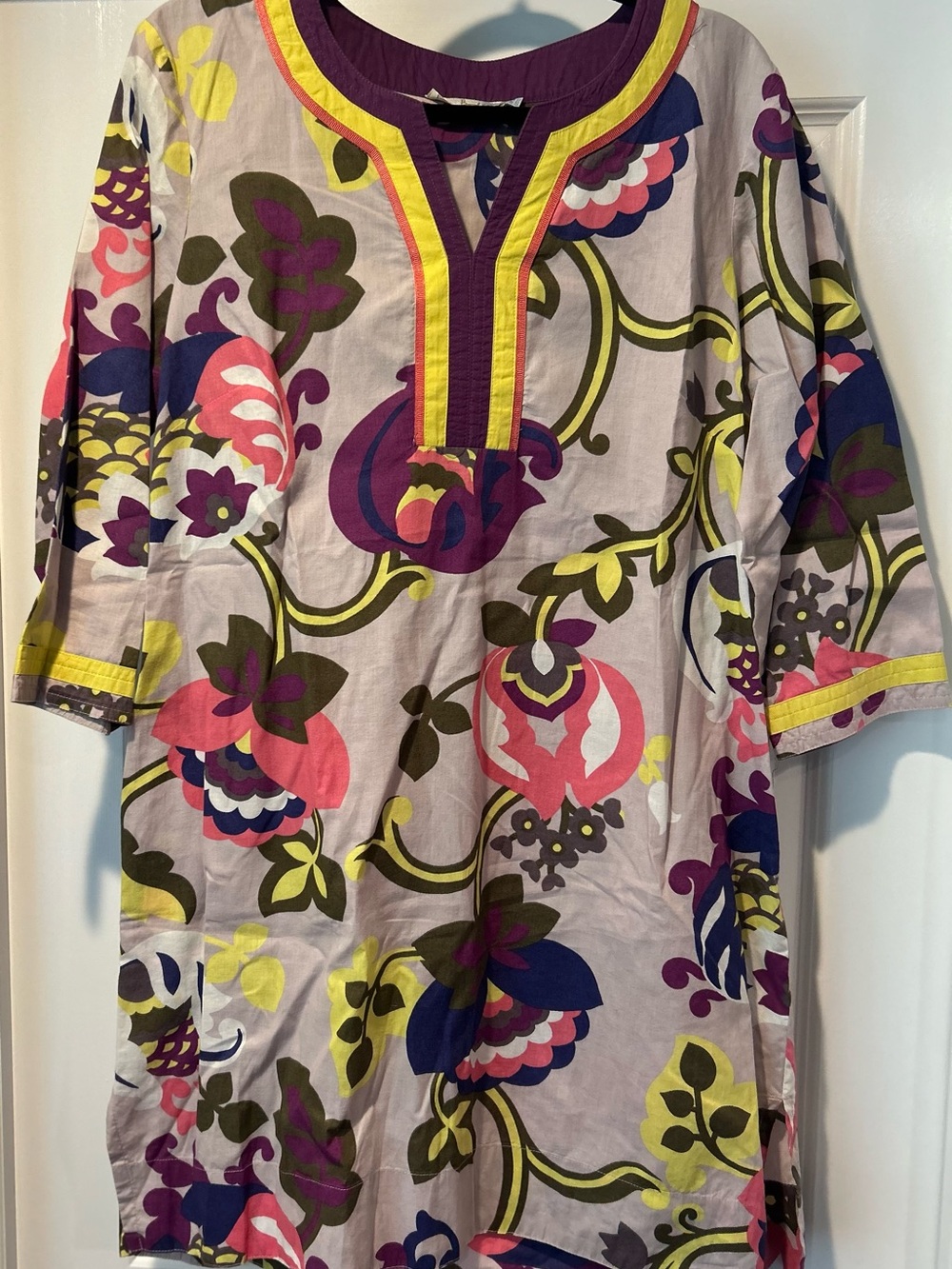 Boden Floral Tunic in Purple, Pink, Yellow, Blue